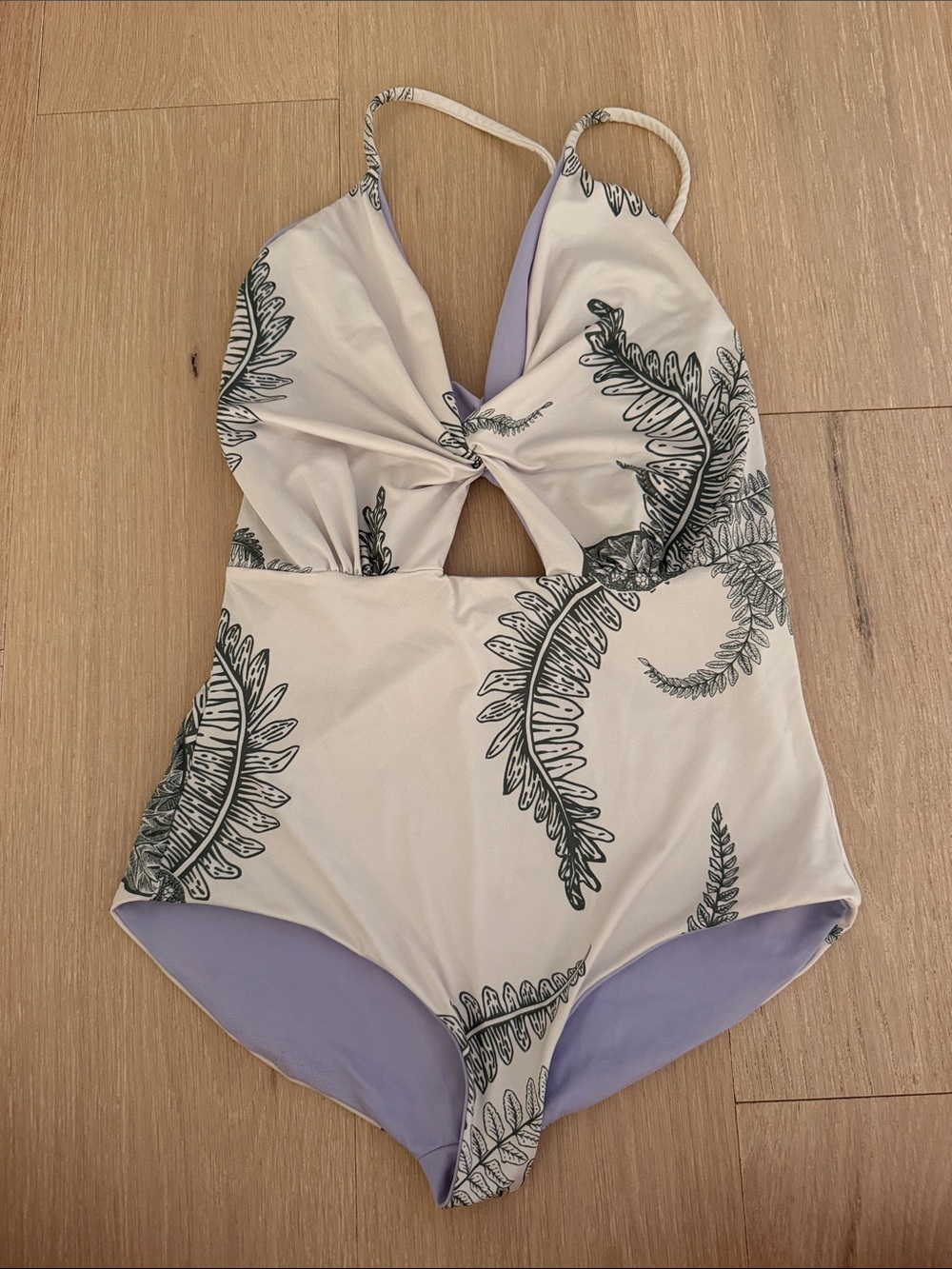 Juan de Dios reversible Lavender-Trim Fern Print Twist One-Piece Swimsuit